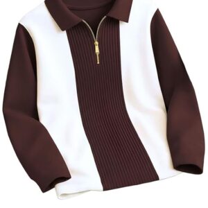 T-Shirt for Men Zip Neck Texture Self Design Cotton Blend Mens Tshirts