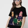 Over Size T Shirt Women Graphic Print Round Neck Light Blue T-Shirt